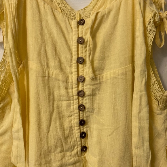 Free People Viva Mini Dress In A Peek A Boo Elegant Yellow Sundress Size XL - Picture 7 of 13